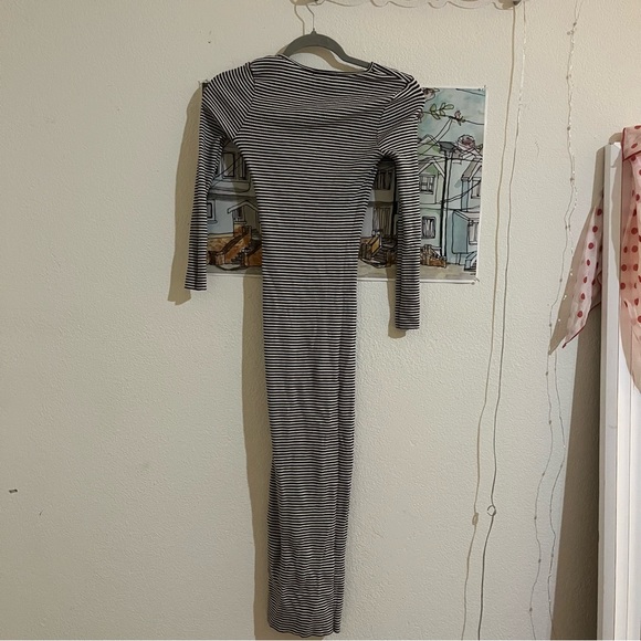 Marine Layer Black & White Striped Henley Maxi Dress - M - Picture 5 of 7